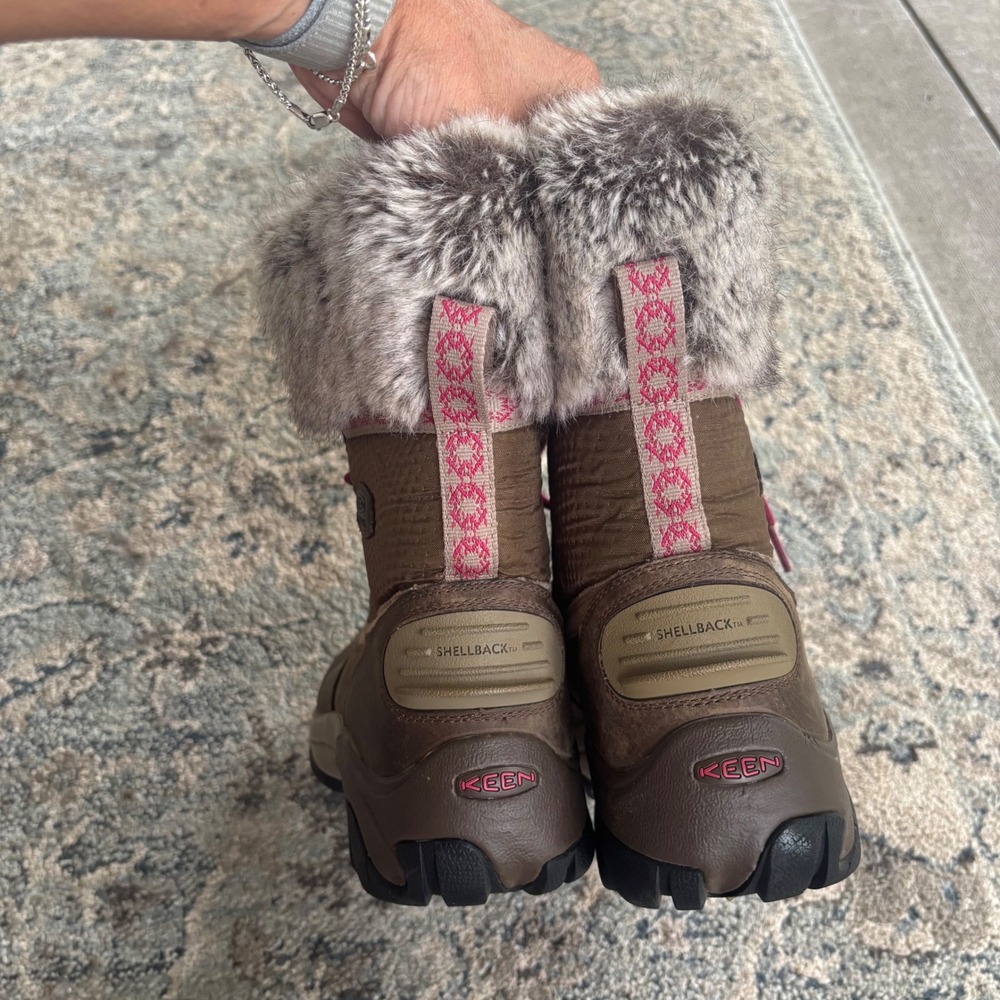 Keen Waterproof Winter Boots Brown Leather Faux Fur Insulated Women's 10 - Picture 5 of 9